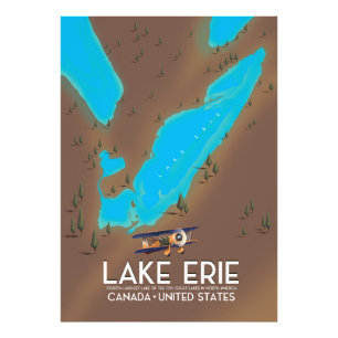 Foto Lago Erie, poster de viagens do mapa do lago dos E