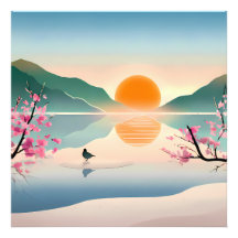 Lago Minimalista Zen Sunrise