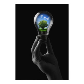 Foto Lamp with a tree for a sustainable future