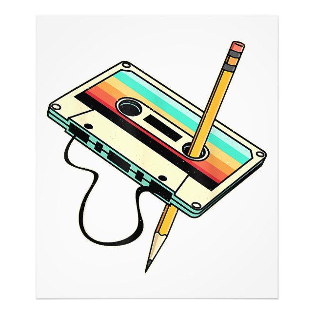 Foto Lápis de fita de cassete dos anos 80 - Lâmpada ret (Frente)