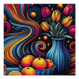 Foto laranjas frescas e tulipas elegantes