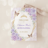 Lavanda Dourada Quinceañera Butterfly Party Bem-vi
