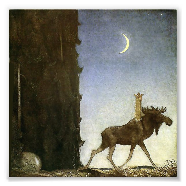 Foto "Leap the Elk" Watercolor de John Bauer (Frente)