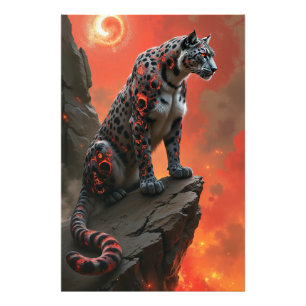 Foto Leopardo Majestoso Sob O Céu Fiery