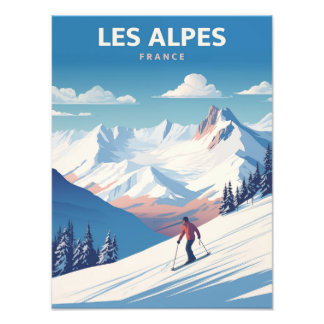 Foto Les Alpes - France - Vintage Poster Illustration
