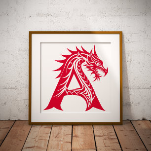 Foto Letra A Estilizada com Dragão, Alfabeto de Dragão,