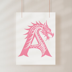 Foto Letra A Estilizada com Dragão, Alfabeto de Dragão,