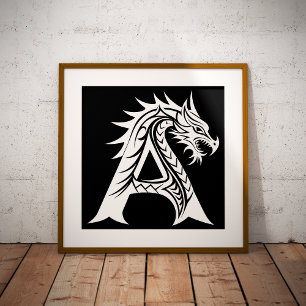 Foto Letra A Estilizada com Dragão, Alfabeto de Dragão,