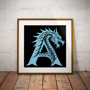 Foto Letra A Estilizada com Dragão, Alfabeto de Dragão,