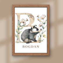 Letra B Alfabeto Animal Cartaz Nome Infantil Berçá