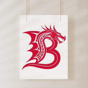 Foto Letra B Estilizada com Dragão, Alfabeto de Dragão,
