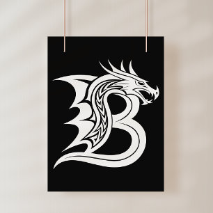 Foto Letra B Estilizada com Dragão, Alfabeto de Dragão,