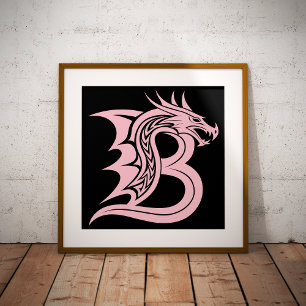 Foto Letra B Estilizada com Dragão, Alfabeto de Dragão,