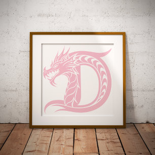 Foto Letra D Estilizada com Dragão, Alfabeto de Dragão,