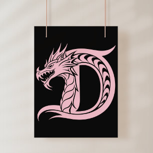 Foto Letra D Estilizada com Dragão, Alfabeto de Dragão,
