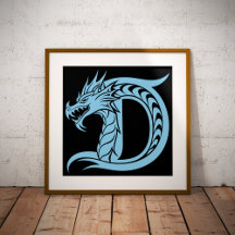 Letra D Estilizada com Dragão, Alfabeto de Dragão,