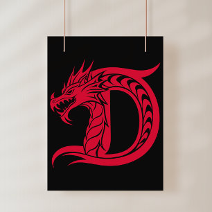 Foto Letra D Estilizada com Dragão, Alfabeto de Dragão,