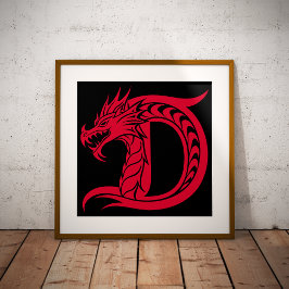 Foto Letra D Estilizada com Dragão, Alfabeto de Dragão,