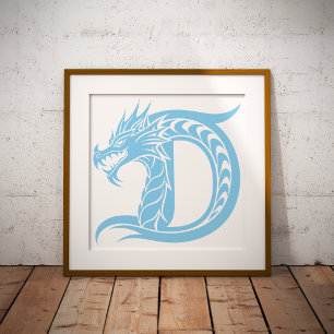 Foto Letra D Estilizada com Dragão, Alfabeto de Dragão,