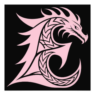 Foto Letra E Estilizada com Dragão, Alfabeto de Dragão,