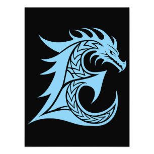 Foto Letra E Estilizada com Dragão, Alfabeto de Dragão,