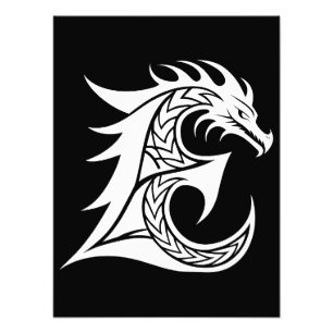 Foto Letra E Estilizada com Dragão, Alfabeto Dragão, Mo