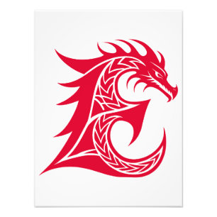 Foto Letra E Estilizada com Dragão, Alfabeto Dragão, Mo