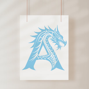 Foto Letra Estilizada com Dragão A, Alfabeto de Dragão,