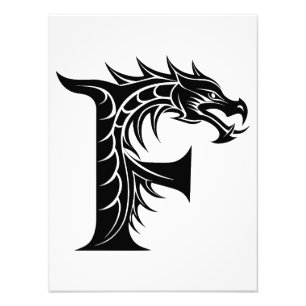 Foto Letra F Estilizada com Dragão, Alfabeto de Dragão,