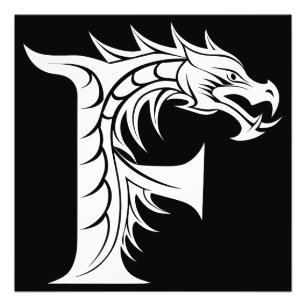 Foto Letra F Estilizada com Dragão, Alfabeto de Dragão,
