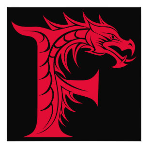 Foto Letra F Estilizada com Dragão, Alfabeto de Dragão,