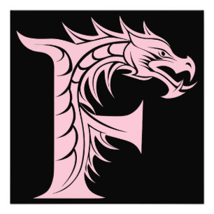 Foto Letra F Estilizada com Dragão, Alfabeto de Dragão,
