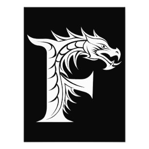 Foto Letra F Estilizada com Dragão, Alfabeto de Dragão,