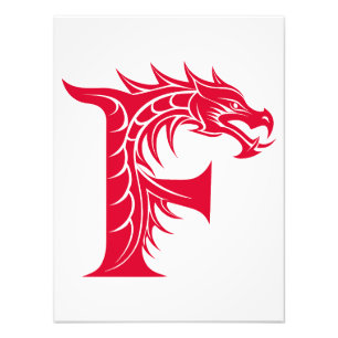 Foto Letra F Estilizada com Dragão, Alfabeto de Dragão,