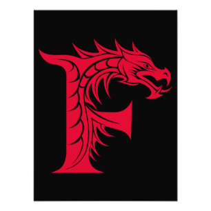 Foto Letra F Estilizada com Dragão, Alfabeto de Dragão,