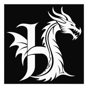 Foto Letra H Estilizada com Dragão, Alfabeto de Dragão,