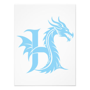 Foto Letra H Estilizada com Dragão, Alfabeto de Dragão,