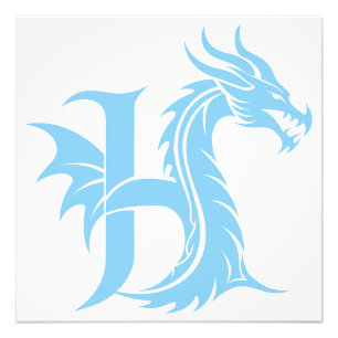 Foto Letra H Estilizada com Dragão, Alfabeto de Dragão,