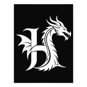 Foto Letra H Estilizada com Dragão, Alfabeto de Dragão,