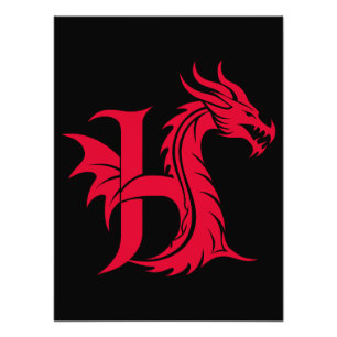 Foto Letra H Estilizada com Dragão, Alfabeto de Dragão,