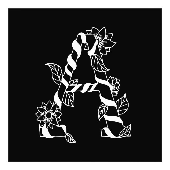 Foto Letra negra e branca "A" com flores geminadas (Frente)