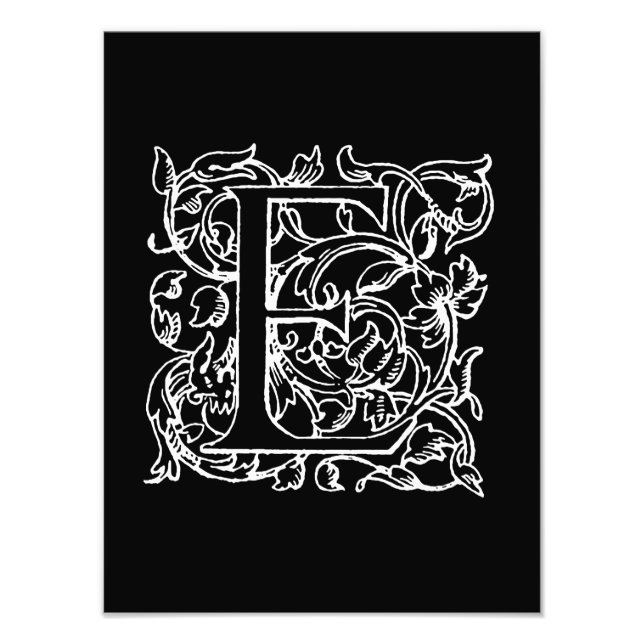 Foto Letra Vintage E Monograma Branco Preto Monograma (Frente)