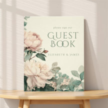 Letreiro de Livro de Visitas de Casamento com Rosa