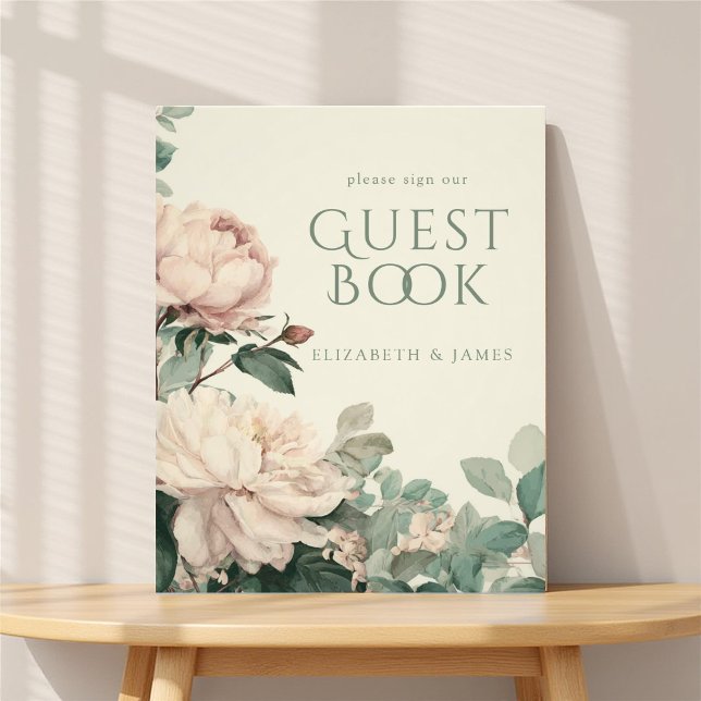 Foto Letreiro de Livro de Visitas de Casamento com Rosa (Criador carregado)