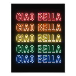 Foto Letreiro de Neon Estilo Ciao Bella Impressão Repet