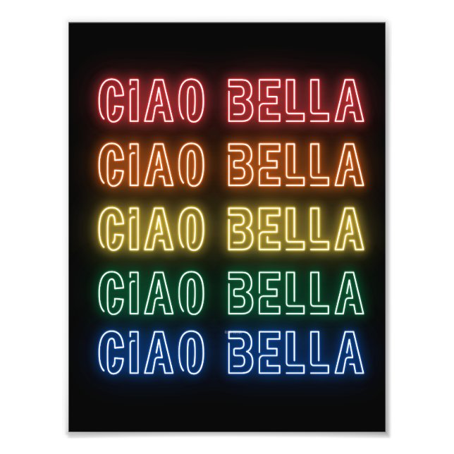Foto Letreiro de Neon Estilo Ciao Bella Impressão Repet (Frente)