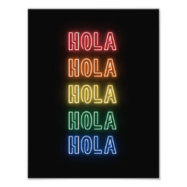 Foto Letreiro Neon Estilo Hola Repetindo Impressão Arco