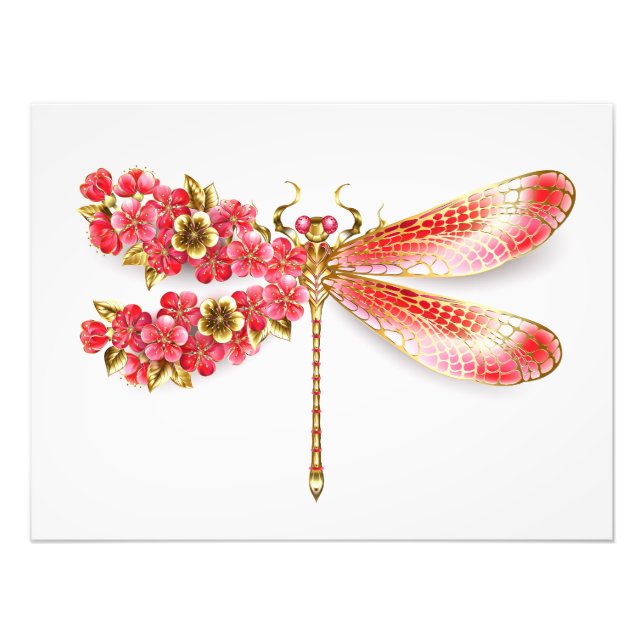 Foto Libélula flor com jóias sakura (Frente)