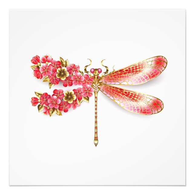 Foto Libélula flor com jóias sakura (Frente)