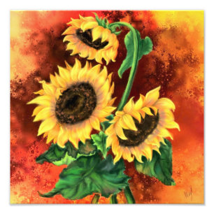 Foto Lindos Três Girassóis - Pintura de Arte Maravilh